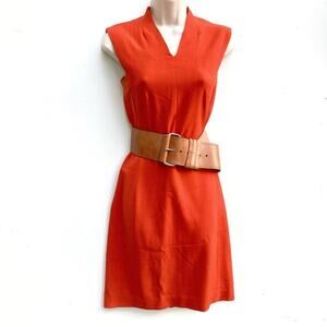 M.M.LaFleur Aditi Burnt Orange V-Neck Sheath Dress | Fall Capsule Power Piece